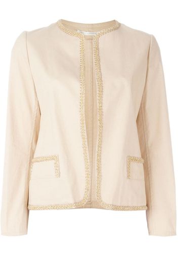 embroidered open front jacket