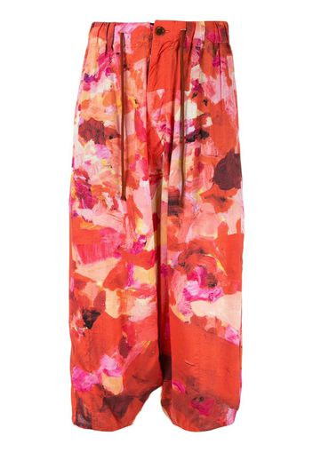 floral drawstring cropped trousers