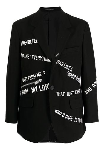 Yohji Yamamoto slogan-pattern lambswool blazer - Nero