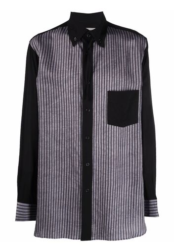 Yohji Yamamoto pinstripe print panel shirt - Nero