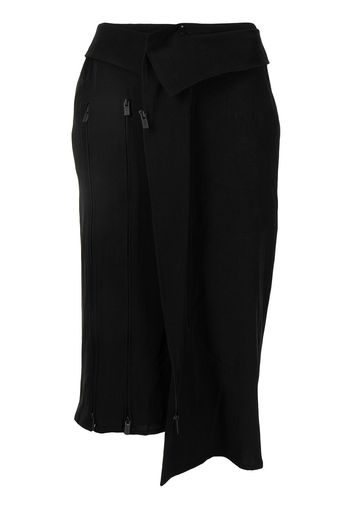 Yohji Yamamoto asymmetric zip detail skirt - Nero