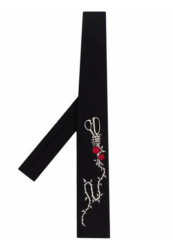 Yohji Yamamoto embroidered-scissors tie - Nero