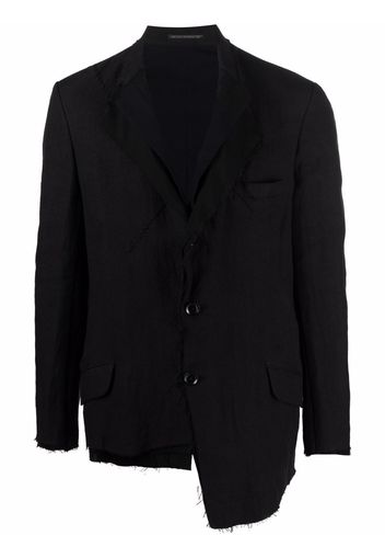 Yohji Yamamoto single-breasted linen blazer - Nero