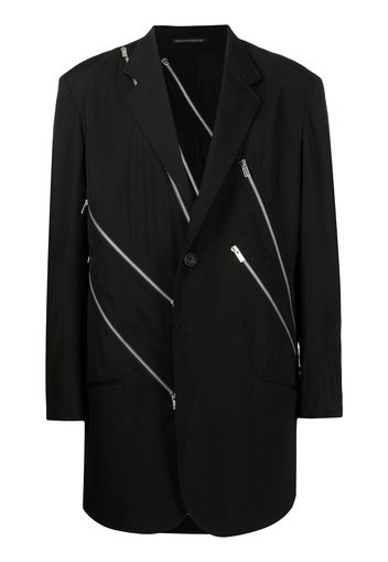 Yohji Yamamoto Blazer monopetto con zip - Nero