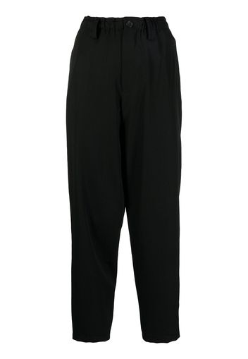 Yohji Yamamoto cropped tapered-leg trousers - Nero