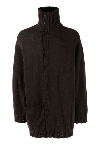 Yohji Yamamoto Cardigan a collo alto - Marrone