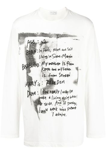 Yohji Yamamoto Pigment long-sleeve T-shirt - Bianco