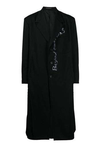 Yohji Yamamoto Cappotto monopetto con stampa grafica - Nero