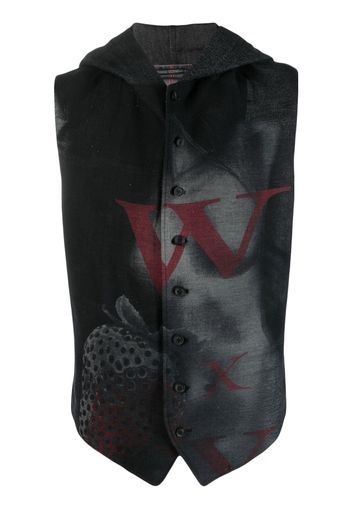 Yohji Yamamoto graphic-print hooded vest - Nero