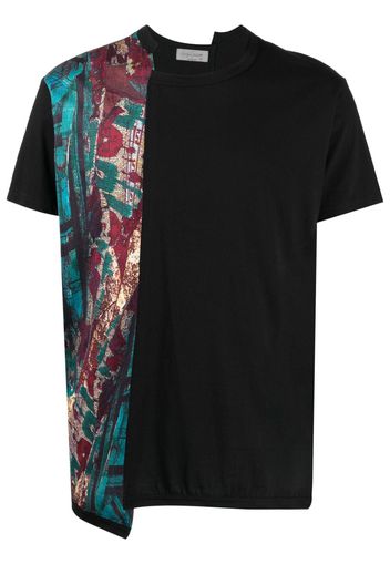 Yohji Yamamoto T-shirt asimmetrica con inserti - Nero