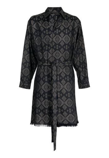 Yohji Yamamoto graphic-print cotton trench coat - Nero