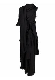 Yohji Yamamoto asymmetric draped maxi dress - Nero