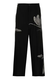 Yohji Yamamoto Pantaloni con stampa - Nero