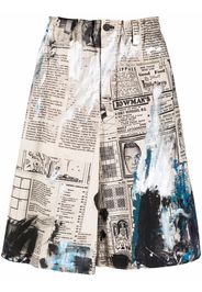 Yohji Yamamoto newspaper-print shorts - Toni neutri
