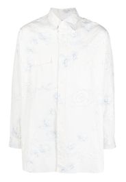 Yohji Yamamoto floral-print cotton shirt - Bianco