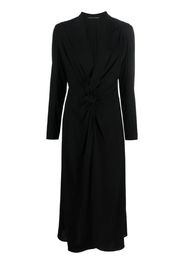 Yohji Yamamoto gathered-detailing midi dress - Nero