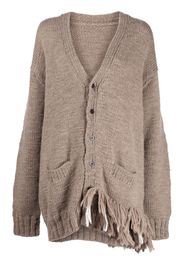 Yohji Yamamoto purl-knit V-neck cardigan - Marrone