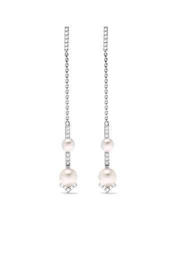 Orecchini Trend in oro bianco 18kt con diamanti e perla