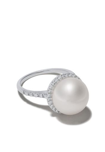 Anello in oro bianco 18kt con perle dei Mari del Sud e diamanti