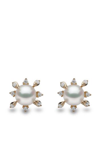 Yoko London 18kt yellow gold Trend freshwater pearl and diamond stud earrings - Oro