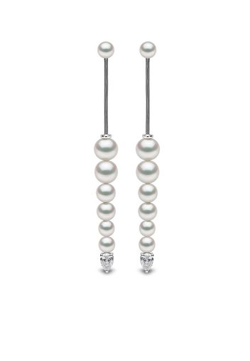 Yoko London 18kt white gold Sleek freshwater pearl diamond drop earrings - Argento