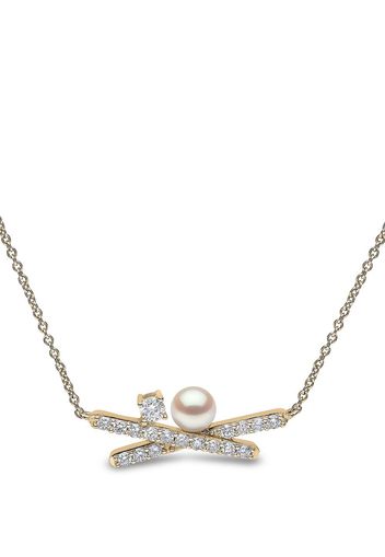 Yoko London Collana Sleek con perle Akoya in oro 18kt e diamanti