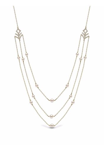 Yoko London 18kt yellow gold Sleek Freshwater pearl diamond necklace - Oro