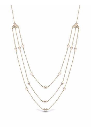 Yoko London 18kt yellow gold Sleek Freshwater pearl diamond necklace - Oro