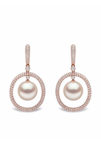 Yoko London Orecchini pendenti Aurelia in oro rosa 18kt con perle dei Mari del Sud e diamanti