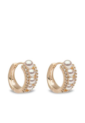 Yoko London 18kt yellow gold Eclipse Akoya pearl and diamond hoop earrings - Oro