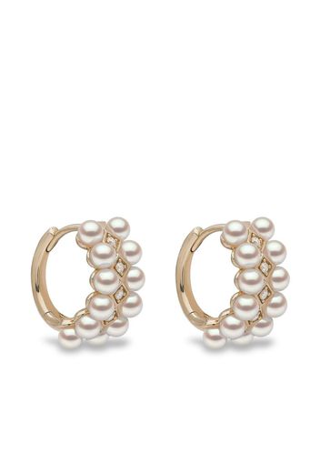 Yoko London 18kt yellow gold Eclipse Akoya pearl and diamond hoop earrings - Oro