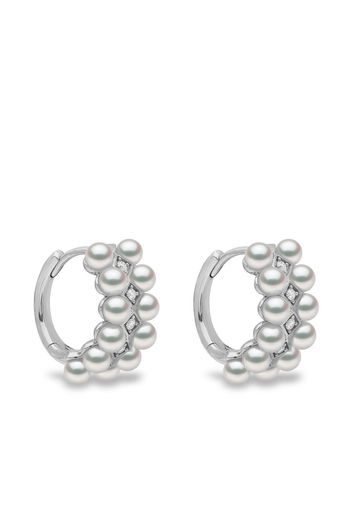 Yoko London 18kt white gold Eclipse Akoya pearl and diamond hoop earrings - Argento