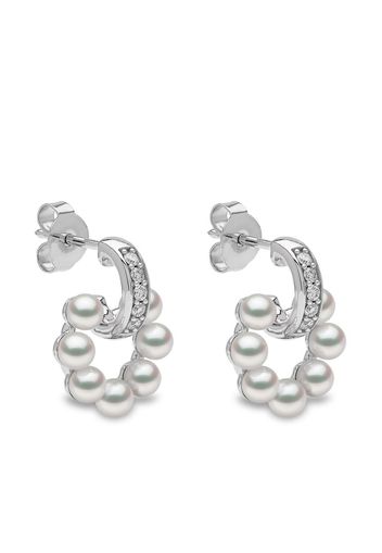 Yoko London 18kt white gold Eclipse Akoya pearl and diamond hoop earrings - Argento