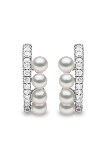 Yoko London 18kt white gold Eclipse Akoya pearl and diamond hoop earrings - Argento