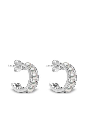 Yoko London 18kt white gold Eclipse Akoya pearl and diamond hoop earrings - Argento