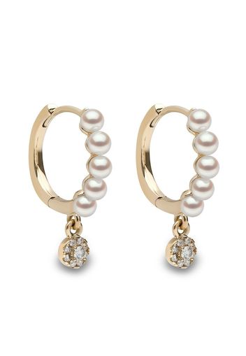 Yoko London 18kt yellow gold Eclipse Akoya pearl and diamond hoop earrings - Oro