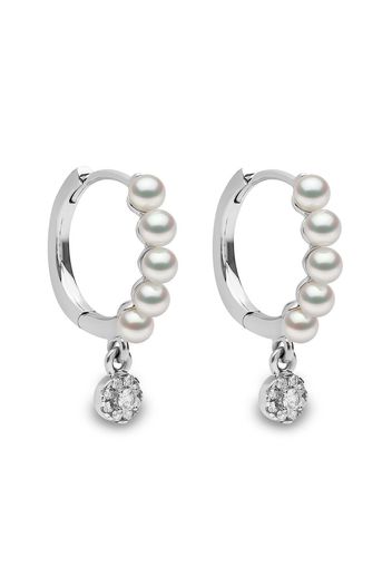 Yoko London 18kt white gold Eclipse Akoya pearl and diamond hoop earrings - Argento