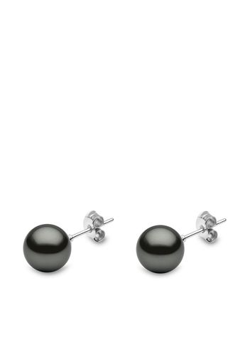 Yoko London 18kt white gold Classic 9mm Tahitian pearl stud earrings - Argento