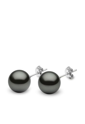 Yoko London 18kt white gold Classic 11mm Tahitian pearl stud earrings - Argento
