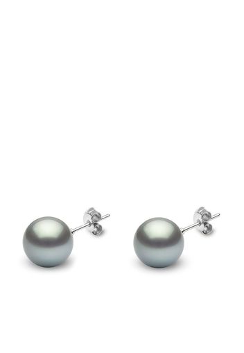 Yoko London 18kt white gold Classic 11mm grey Tahitian pearl stud earrings - Argento