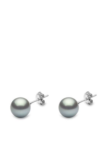 Yoko London 18kt white gold Classic 9mm grey Tahitian pearl stud earrings - Argento
