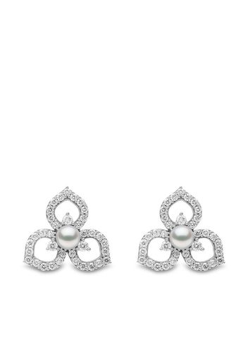 Yoko London Orecchini Petal in oro bianco 18kt con perle e diamanti - Argento