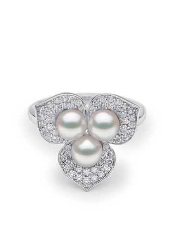 Yoko London Anello Petal in oro bianco 18kt con perle e diamanti - Argento