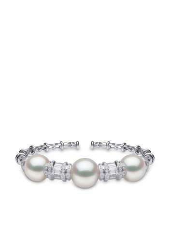 Yoko London 18kt white gold Mayfair pearl and diamond bangle - Argento