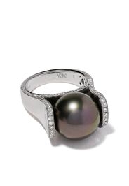 Anello Twilight in oro bianco 18kt con perla di Tahiti e diamanti