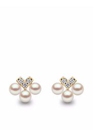 Yoko London 18kt yellow gold Sleek Akoya Pearl diamond stud earrings - Oro