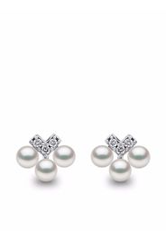 Yoko London 18kt white gold Sleek Akoya pearl diamond stud earrings - Argento