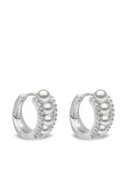 Yoko London 18kt white gold Eclipse Akoya pearl and diamond hoop earrings - Argento