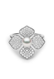 Yoko London Anello Petal in oro bianco 18kt con perle e diamanti - 7