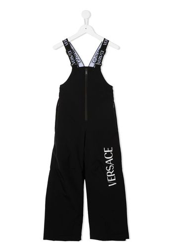 logo-print zipped overalls